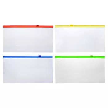 Папка-конверт на молнии 11x22 см, прозрачная