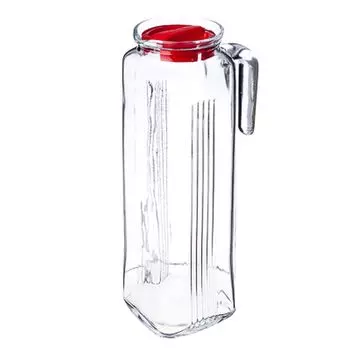 PASABAHCE Кувшин 1340мл с красной крышкой, Фриго, стекло, 80052SLBR