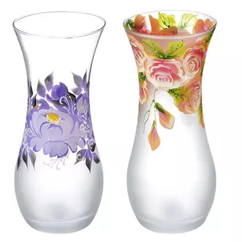 PASABAHCE Ваза Коллекция Узоры, стеклянная, ручная роспись, 25х9 см, 2 дизайна, арт 01