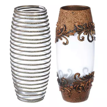 PASABAHCE Ваза стеклянная, ручная роспись, 25х9 см, 2 дизайна