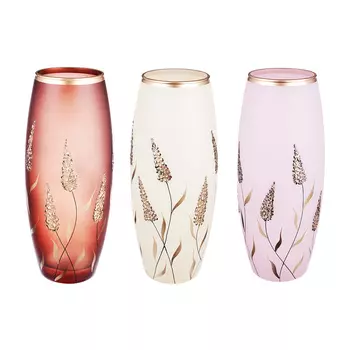 PASABAHCE Ваза стеклянная, ручная роспись, лепестки, 26х11 см, 3 дизайна