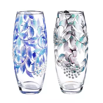 PASABAHCE Ваза стеклянная, ручная роспись, с ягодами, 25х11 см, 2 дизайна