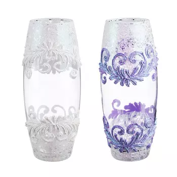 PASABAHCE Ваза стеклянная, ручная роспись, с узорами, 25х11 см, 2 дизайна