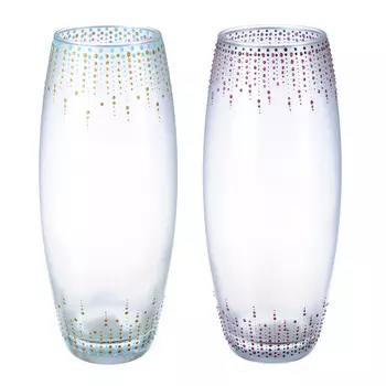 PASABAHCE Ваза стеклянная, ручная роспись, точечный рисунок, 25х9 см, 2 дизайна