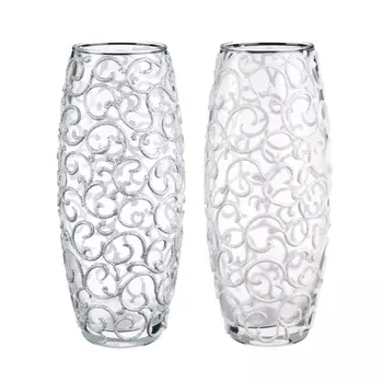 PASABAHCE Ваза стеклянная, ручная роспись, вензеля, 25х11 см, 2 дизайна