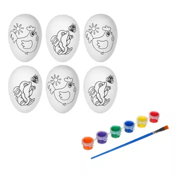 Пасхальный набор для раскрашивания с акриловыми красками 6 штук, пенопласт, 5 цветов