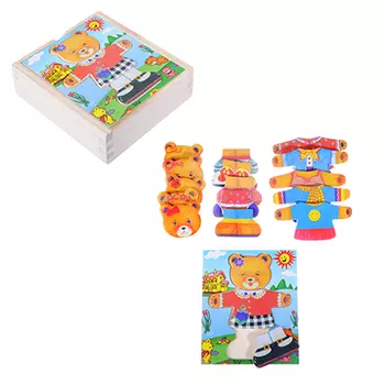 Пазл с рамкой, дерево, 14х13х4,4см, 3 дизайна