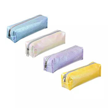 Пенал мягкий прямоугольный, 21х5х6см, ПУ под кожу, большая молния, с антисм. вклад., 4 цв. металлик