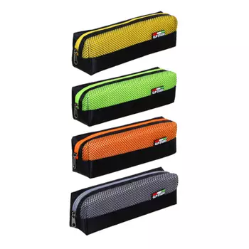 Пенал прямоугольный 19х5х4,5см, полиэстер, отделка искусственной кожей, 4 цвета