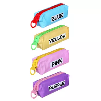 Пенал прямоугольный 19х8х6см, иск.кожа, принт "Цвет по английски", большая молния, 4 диз., ПВХ бокс