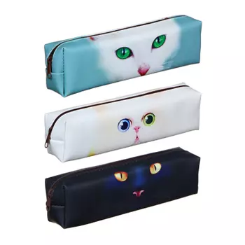 Пенал прямоугольный, 20,5х6х4см, иск. кожа с фотопечатью "Кошачьи глаза", 3 дизайна, ПВХ бокс