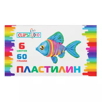 Пластилин ClipStudio 6 цветов 60 грамм, в картонном выдвижном пенале