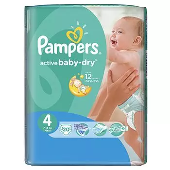 Подгузники детские PAMPERS Active Baby Maxi (7-14 кг) Стандартная Упаковка пэт 20