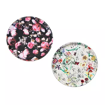 Поднос круглый с антискользящим покрытием, ПВХ, пластик 27.5см, 2 дизайна