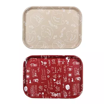 Поднос прямоугольный с антискользящим покрытием, ПВХ, пластик 35х25см, 2 дизайна