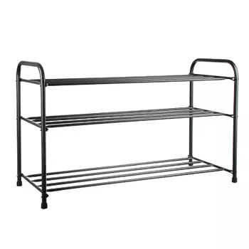 Подставка для обуви - 3 полки, 80см, металл, чёрная, арт.ПО382