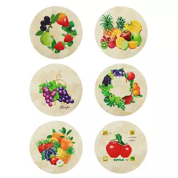 Подставка под горячее, d14см, 6 дизайнов, бамбук