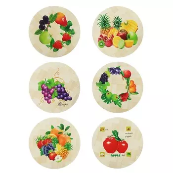 Подставка под горячее, d14см, 6 дизайнов, бамбук