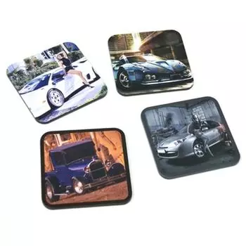 Подставка под горячее металл "Авто" 8,7х8,7см 4шт.