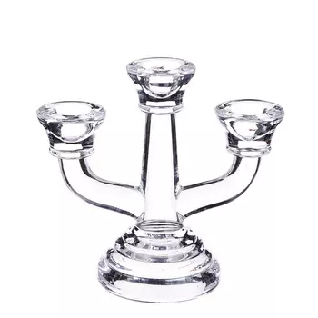 Подсвечник на 3 свечи, стекло, 13,5х14,5х7 см