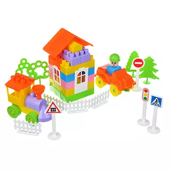 ПОЛЕСЬЕ Конструктор пластик "Строитель", 68 дет., в пакете, 36094