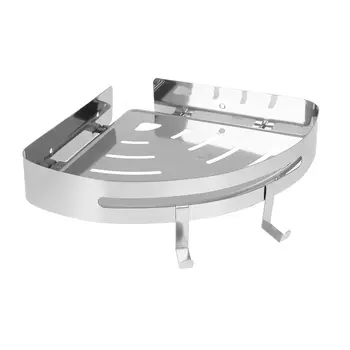 Полка для ванной SonWelle отель угловая с крючками, 22х22см, хром