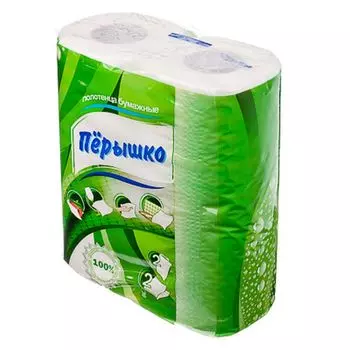 Полотенца бумажные 2 рул, двухслойные, Перышко 1018/002