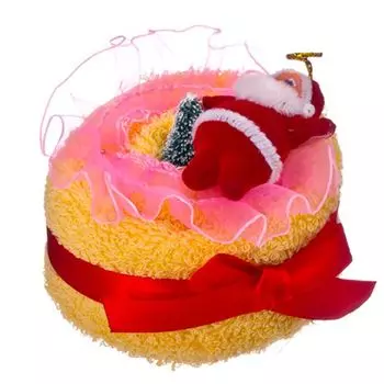 Полотенце сувенирное 30х30см, хлопок, "Санта с ёлкой"