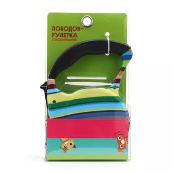 Поводок-рулетка телескопический, пластик, текстиль, шнур 4,5 м, лента 0,5 м, 2 цвета