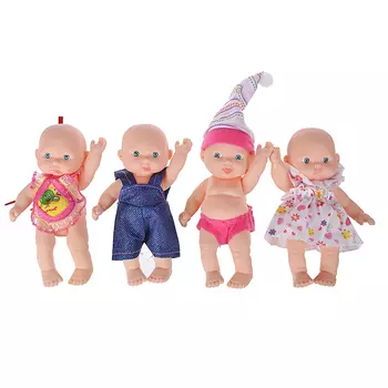 Пупсик, пластик, полиэстер,7х11х4см, 4 дизайна