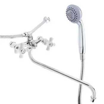 RAIN Смеситель для ванны Венера, круглый излив 35см, керам. кран-буксы 1/2, душ. набор, латунь, хром