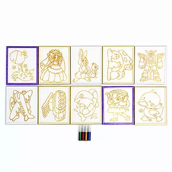 Раскраска блестками, бумага, пластик, блестки 4цв., 15х18см, 10 дизайнов