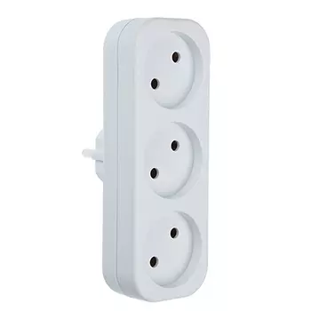 Разветвитель 3 гнезда FORZA евро, без заземления, 10-16А, 250V, белый, медь