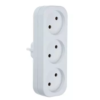 Разветвитель 3 гнезда FORZA евро, без заземления, 10-16А, 250V, белый, медь
