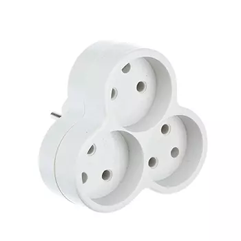 Разветвитель 3 гнезда FORZA евро, без заземления, ABS, 10-16А, 250V, белый, медь