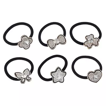 Резинка для волос с декором, d6см, 4-6 дизайнов, полиэстер, пластик, #61