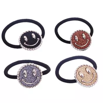 Резинка для волос с декором, полиэстер, пластик, d5,5 см, 4 цвета