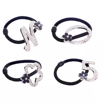 Резинка для волос с декором, полиэстер, пластик, d5,5 см, 4 дизайна