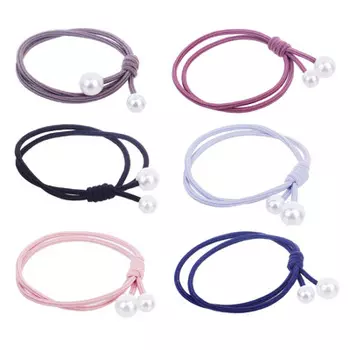 Резинка для волос с декором, полиэстер, пластик, d5 см, 6 цветов