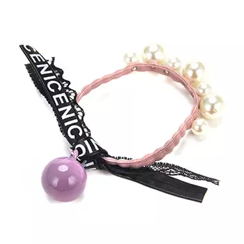 Резинка для волос с декором, полиэстер, пластик, d6 см, 4 цвета