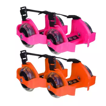 Ролики на пятку раздвижные, 2-х колесный LED ПВХ d=7cm, пластик, макс. вес 80кг, 2 цвета, АЛИСА