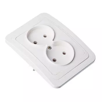 Розетка двухместная FORZA Классика, без заземления, цвет белый 16А 250В, огнеупорный пластик