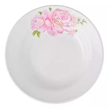 Розовые розы Тарелка глубокая 20см, 250мл, фаянс, 055