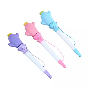 Ручка-антистресс шариковая синяя, наконечник в форме кактуса на шнурке, 19 см, ПУ, ПП, 3 цвета