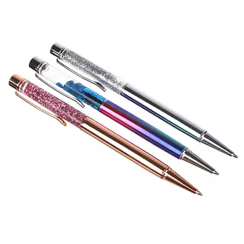 Ручка-антистресс шариковая синяя, верх с плавающими блестками, металл, ПВХ - бокс