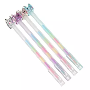 Ручка гел. с многоцветным стержнем, наконечник в форме котика, 17,5см, 0,5мм, пластик, 4 дизайна