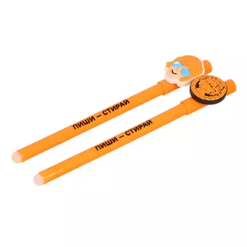 Ручка гелевая "Пиши-стирай", синяя, "Рыжий", с резиновой фигуркой, 0,7мм, 2 дизайна