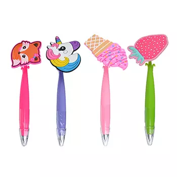 Ручка шариковая Мультяшный микс 0,7 мм, синяя, 4 дизайна