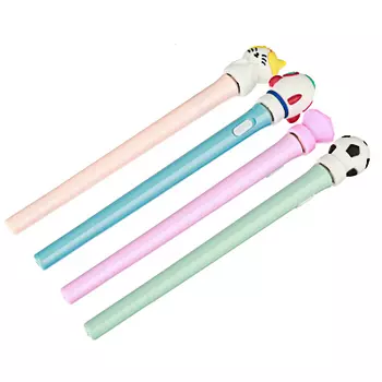 Ручка шариковая синяя, со светящейся и крутящейся фигуркой, 4 дизайна, 17см (+-1 см), пластик, пакет