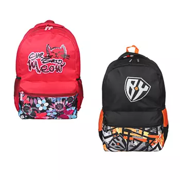 Рюкзак подростковый, 38x30x14см, 1 отделение, 3 кармана, полиэстер, 2 дизайна